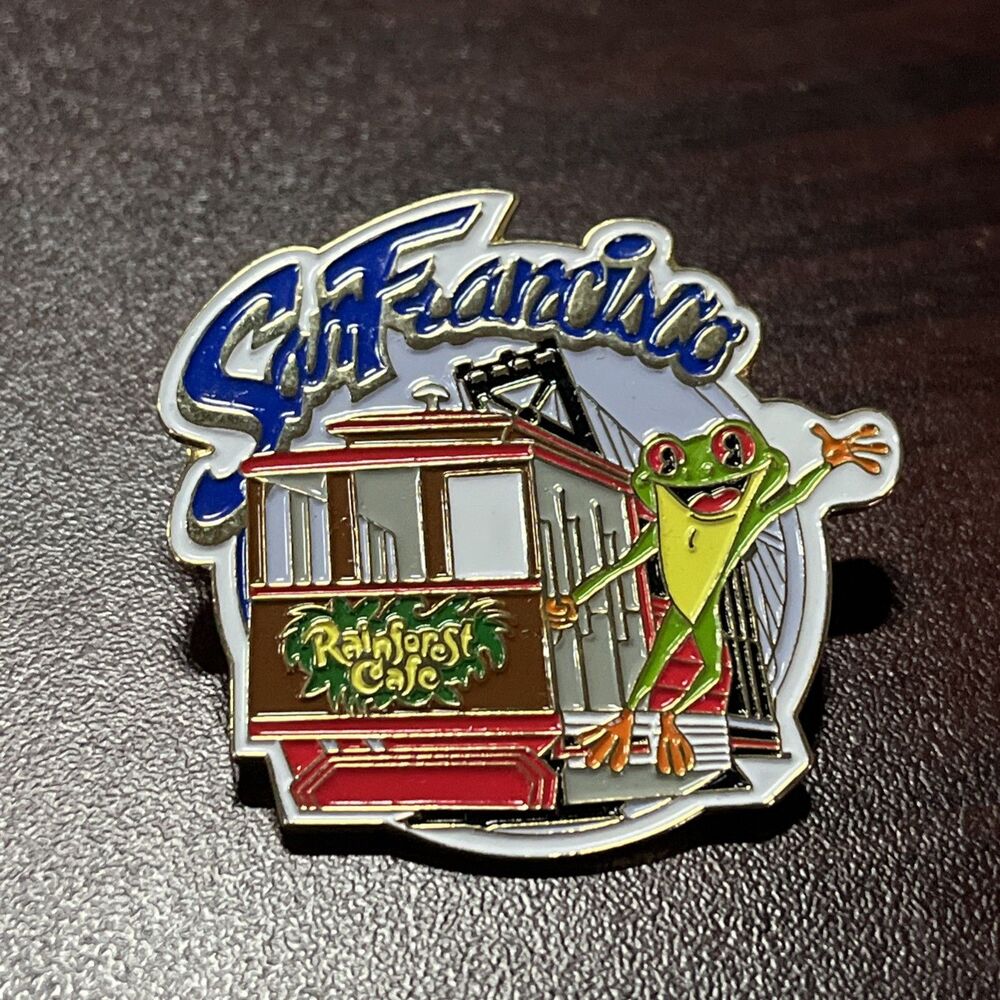 Rainforest Cafe San Francisco Cha! Cha! Tree Frog Mascot Cable Car Lapel Hat Pin